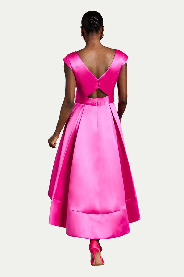 Twill Hi-lo Midi Dress, Alternate, color, Magenta
