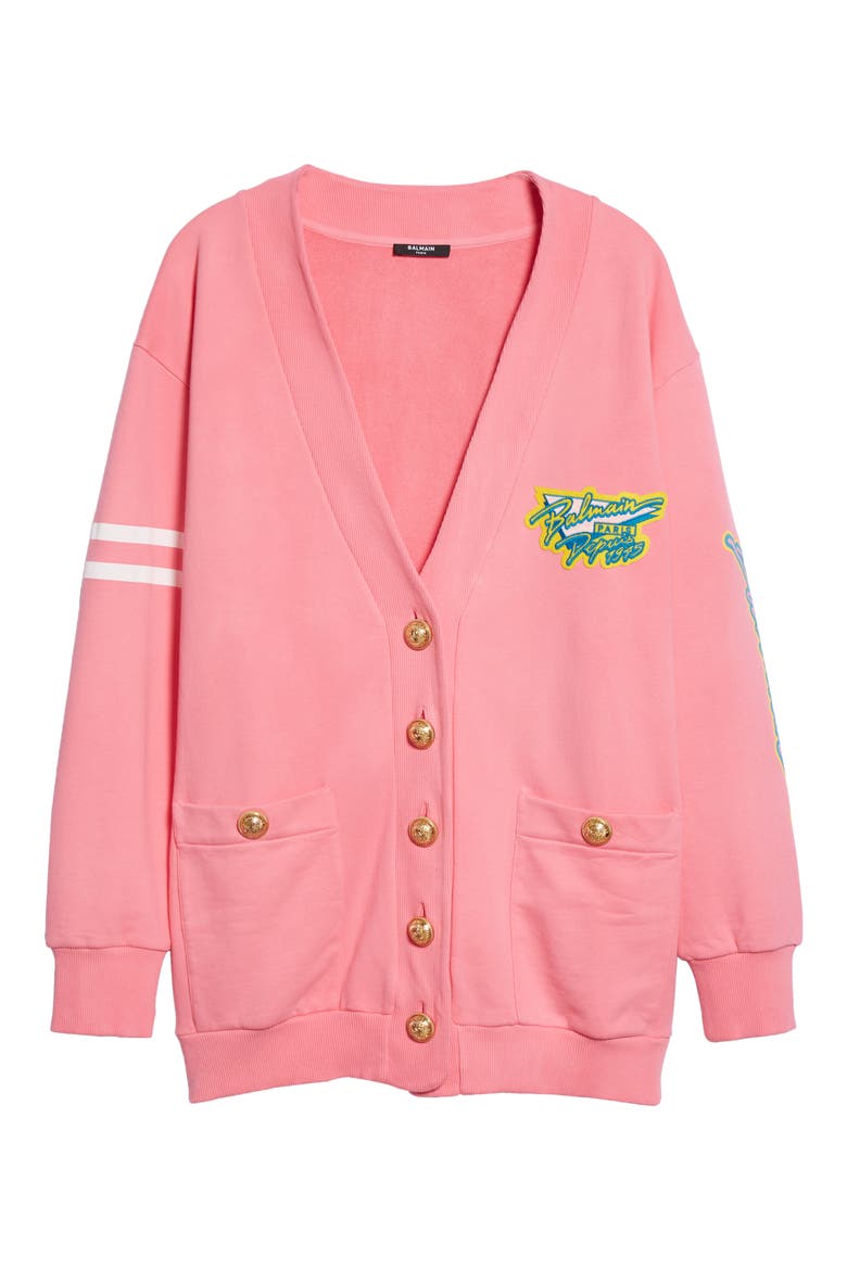 Logo Sun Bleached Cotton Cardigan, Alternate, color, ROSE/ MULTI