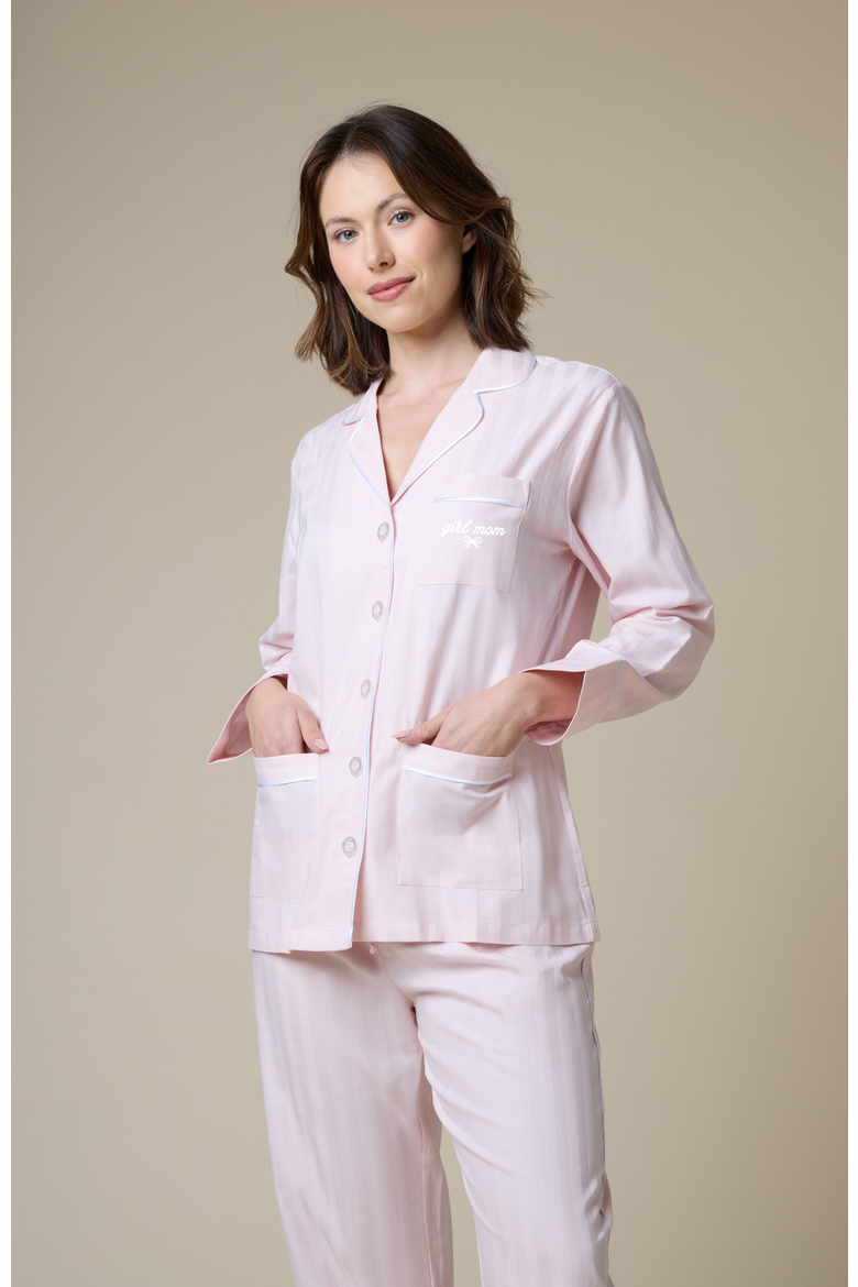 Girl Mom Cotton Pajama Set, Alternate, color, Pink Peony