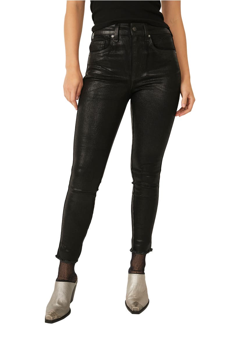 High Waist Coated Jeans, Main, color, COATED BLACK
