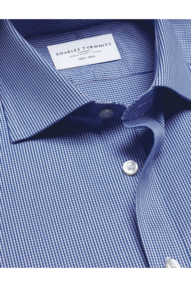 Non-Iron Puppytooth Cutaway Collar Shirt, Alternate, color, Royal Blue