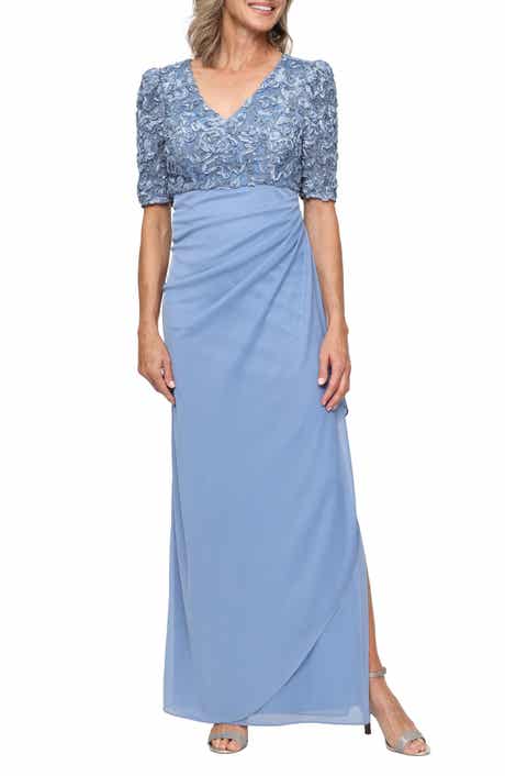 Embellished Short Sleeve Empire Waist Gown