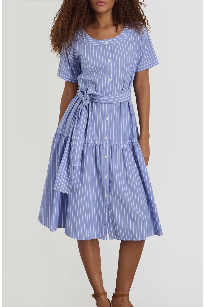 Josie Stripe Cotton Shirtdress, Alternate, color, BLUE/ OFF WHITE