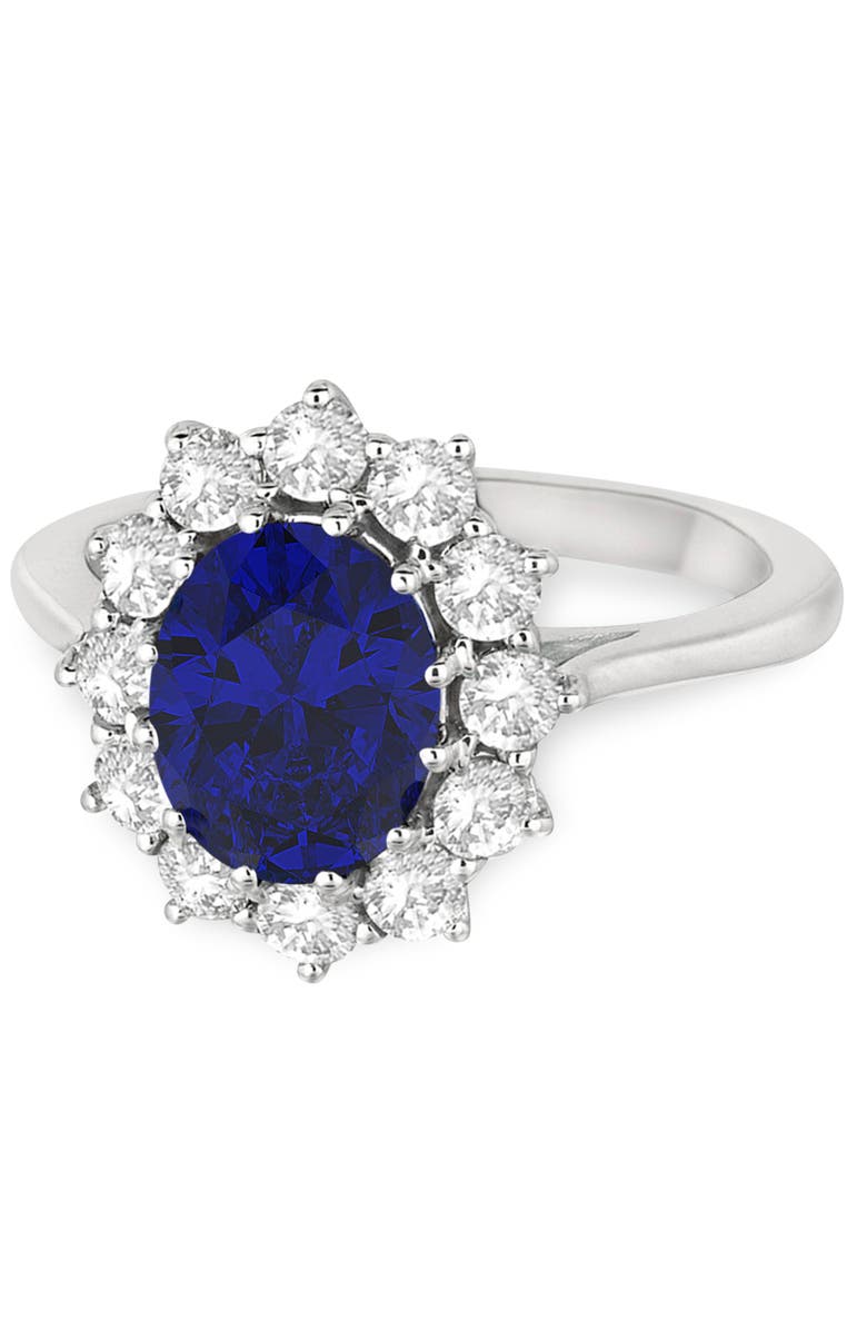 ALLUREZ Oval Lab Blue Sapphire & Diamond Accented Ring 14k, Alternate, color, 3.60Ct/White Gold