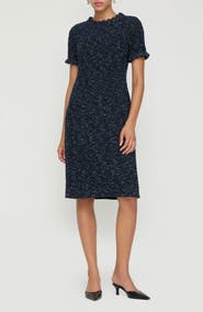 Lafayette 148 New York Cosmos Crochet Trim Bouclé Tweed Sheath Dress