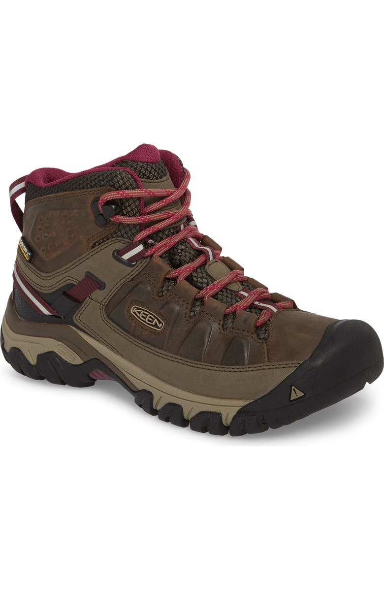 KEEN Targhee III Mid Waterproof Hiking Boot, Main, color, Weiss/ Boysenberry Leather