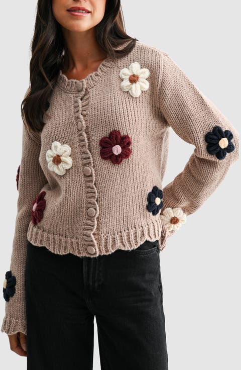 Floral Appliqué Cardigan