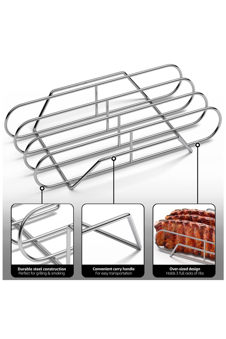 Nonstick XL Rib Rack, Alternate, color, SILVER