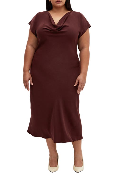 Piccadilly Cowl Neck Dress (Plus)
