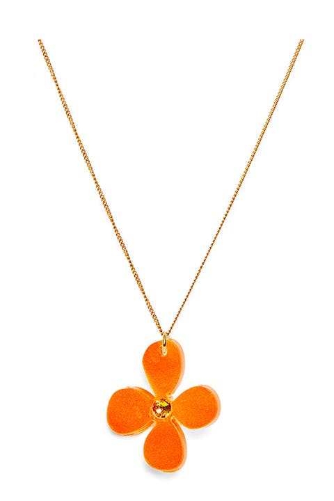 Daisy Pendant Necklace - Orange Pearl