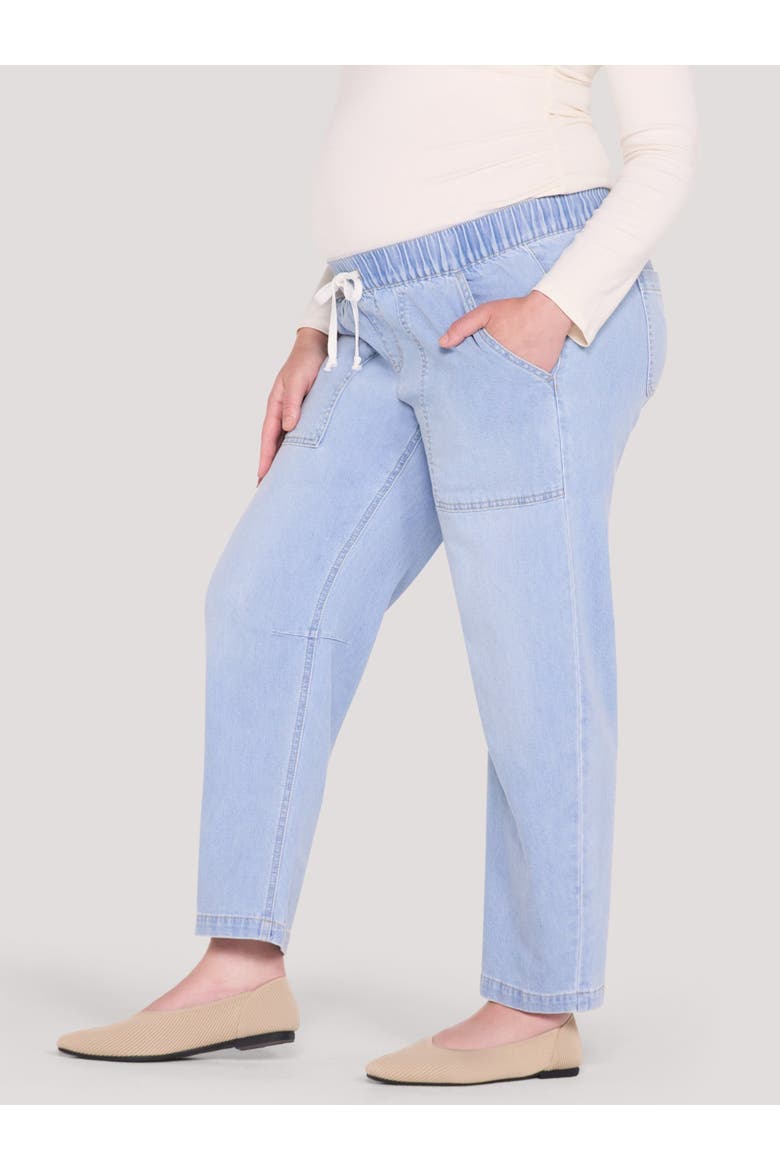 Pull-On Drawstring Barrel Jean, Alternate, color, Addie Light Wash