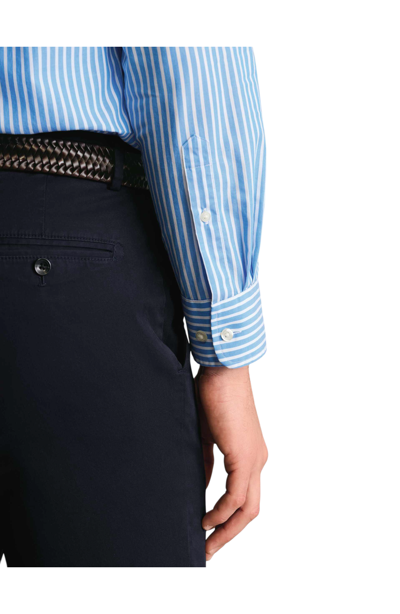 Charles Tyrwhitt Stripe Stretch Washed Poplin Shirt, Alternate, color, Ocean Blue