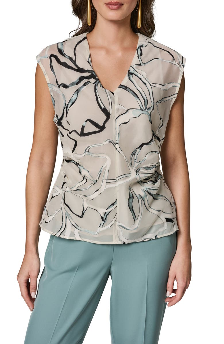 Donna Karan New York Swirl Print Burnout Sleeveless Knit Top, Main, color, 