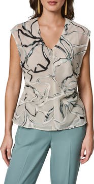 Donna Karan New York Swirl Print Burnout Sleeveless Knit Top