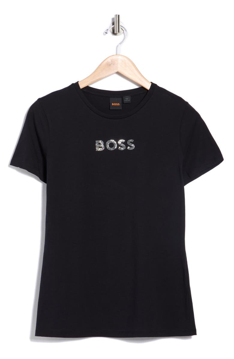 BOSS Orange Rhinestone Logo T-Shirt, Alternate, color, Black