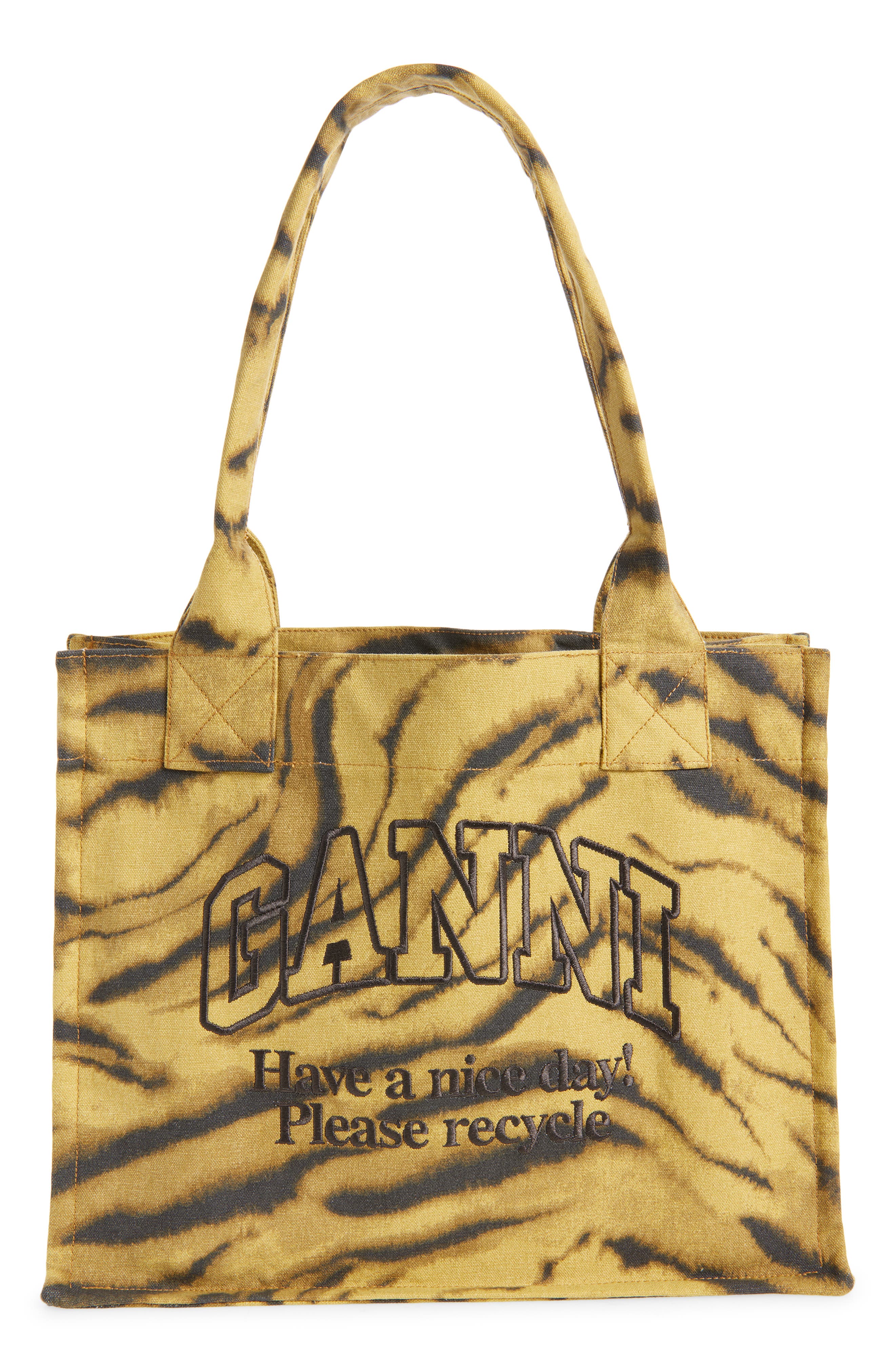 Ganni Large Zebra Print Shopper, Main, color, 