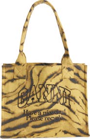 Ganni Large Zebra Print Shopper