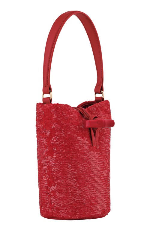 Longchamp Le Roseau Sparkling Bucket Bag In Red