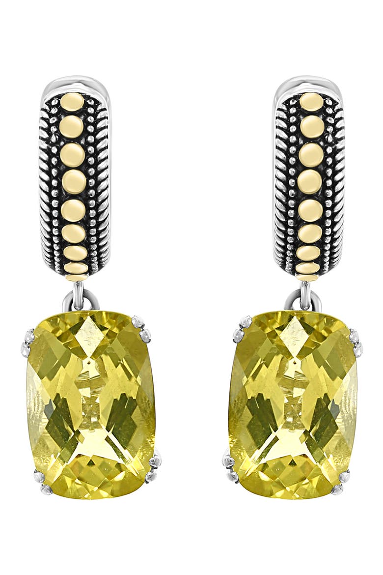 Citrine Dangle Hoop Earrings, Alternate, color, YELLOW