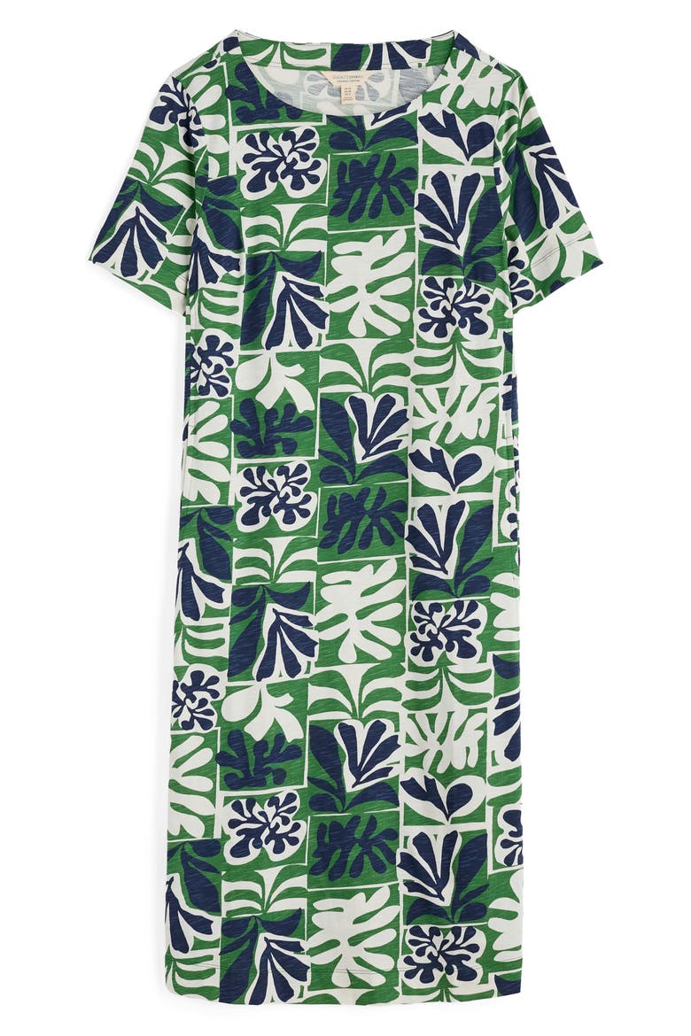 Pipers Short Sleeve Organic Cotton A-Line Dress, Alternate, color, COLLAGE SEAWEED HEDGEROW