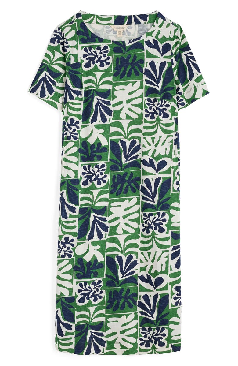 Seasalt Cornwall Pipers Short Sleeve Organic Cotton A-Line Dress, Alternate, color, Collage Seaweed Hedgerow