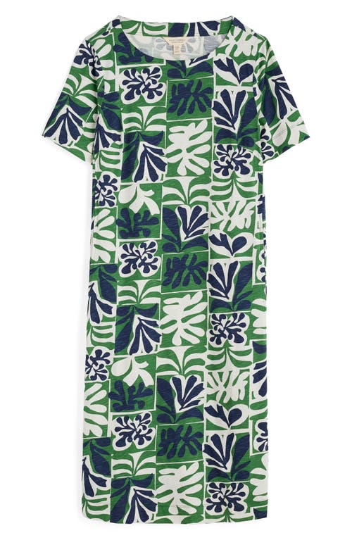 Shop Seasalt Cornwall Pipers Short Sleeve Organic Cotton A-line Dress In Collage Seaweed Hedgerow