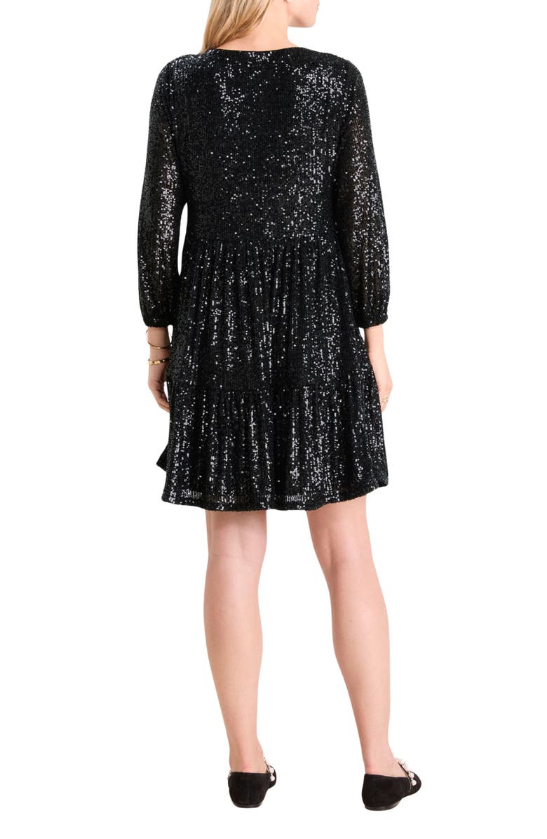 vineyard vines Sequin Long Sleeve Tiered Shift Dress, Alternate, color, 
