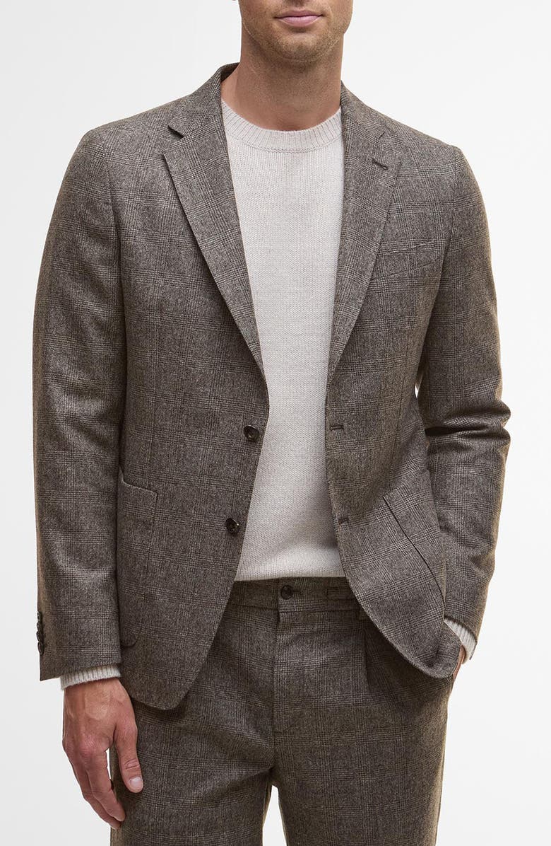 Barbour Kensington Glen Check Wool Blend Flannel Suit Jacket, Main, color, Brown