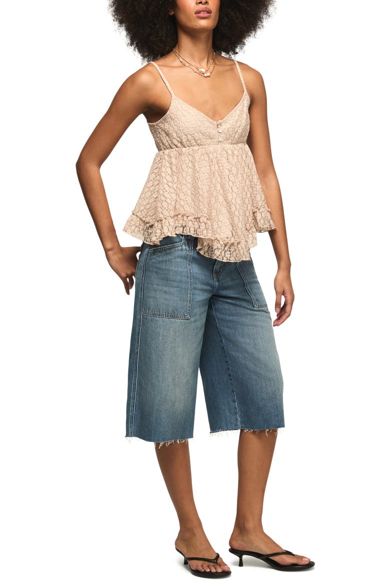 Ruffle Lace Babydoll Camisole, Alternate, color, ALMOND PEACH