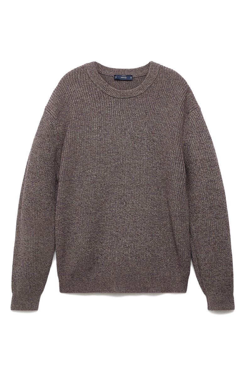 MANGO Marled Cotton Crewneck Sweater, Alternate, color, Wine