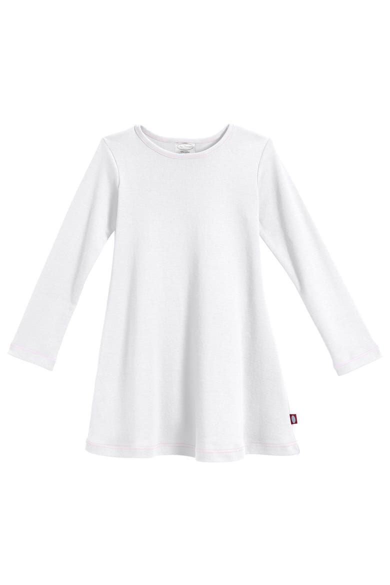 Girl's Soft 100% Cotton Baby Rib Long Sleeve Dress, Alternate, color, White
