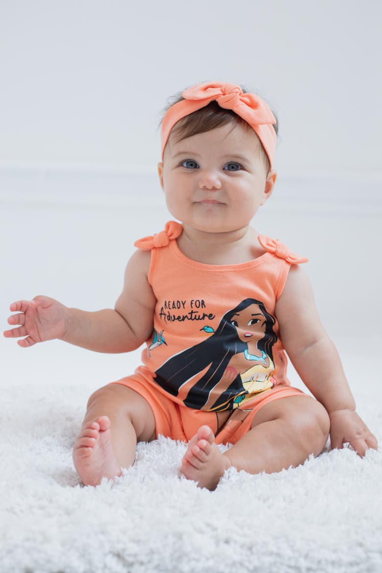 Princess Sleeveless One-Piece and Headband Set, Alternate, color, Pocahontas Peach