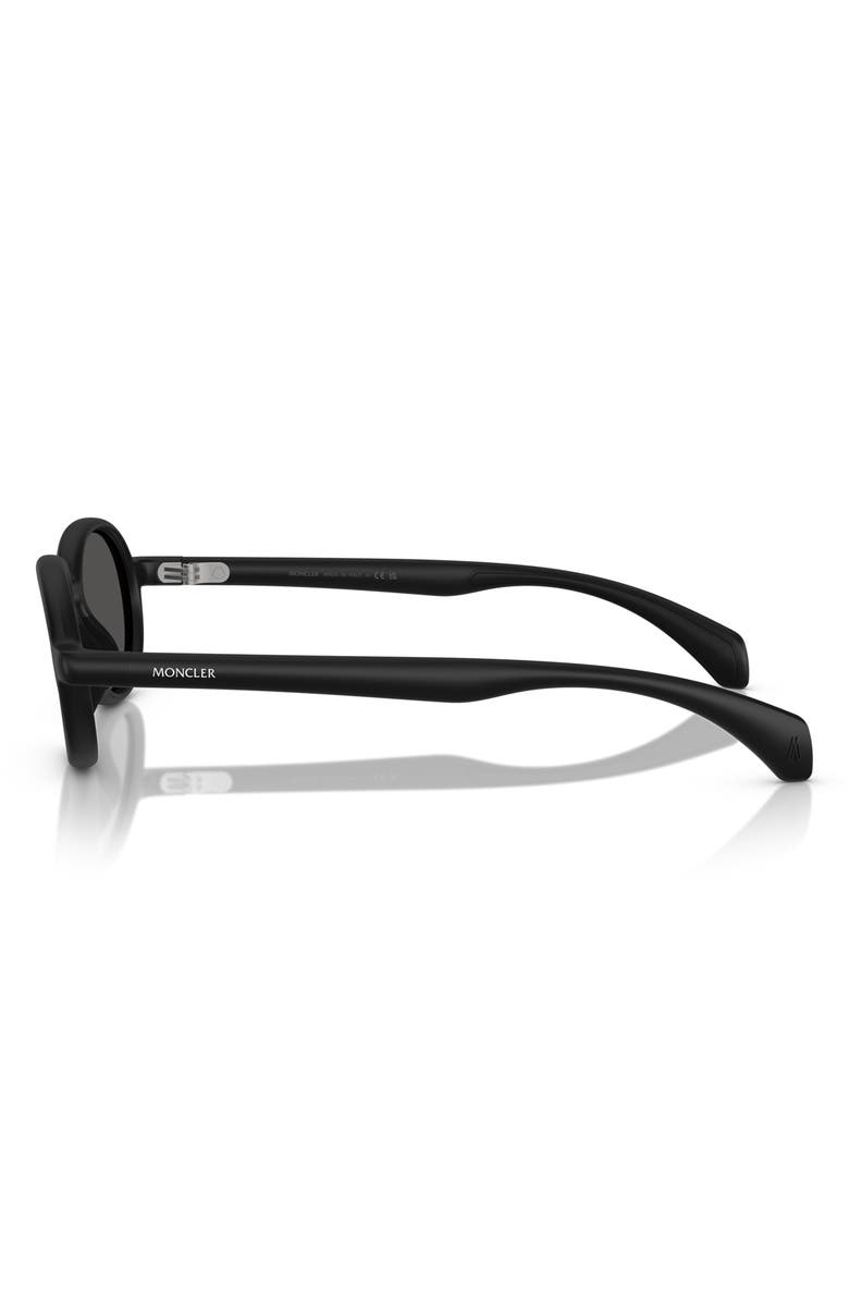 Moncler 51mm Oval Sunglasses, Alternate, color, Matte Black / Dark Grey