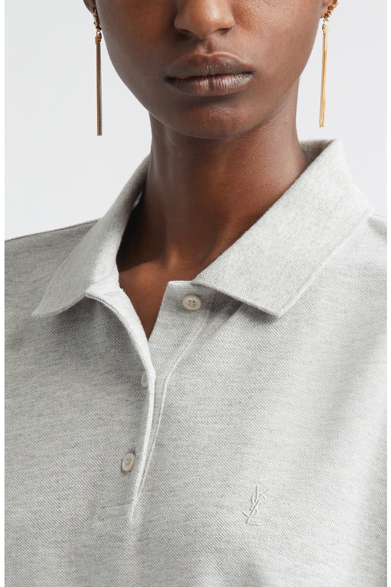 Oversize Cotton Blend Piqué Polo, Alternate, color, GRIS CHINE
