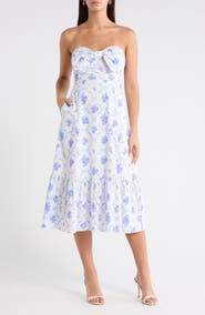 SUGARLIPS Nia Floral Perline Bow Midi Dress