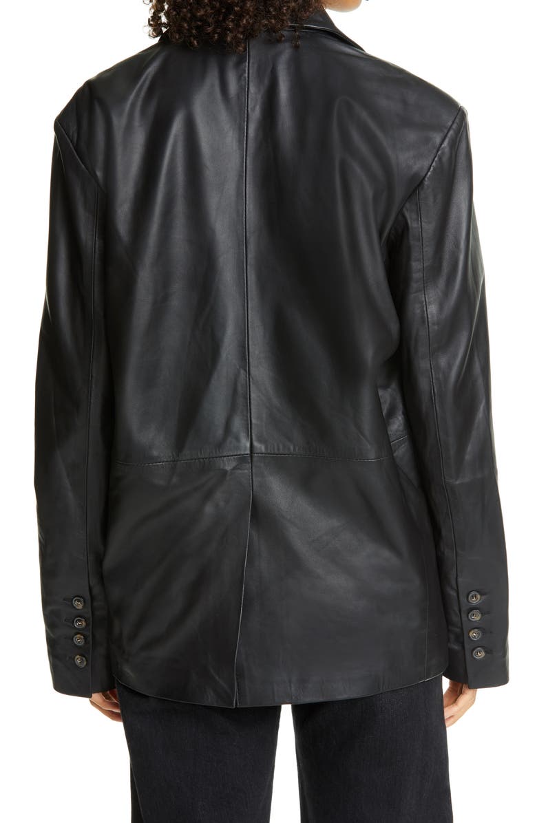 LOULOU DE SAISON Loulou Studio Oversized Double Breasted Leather Blazer, Alternate, color,