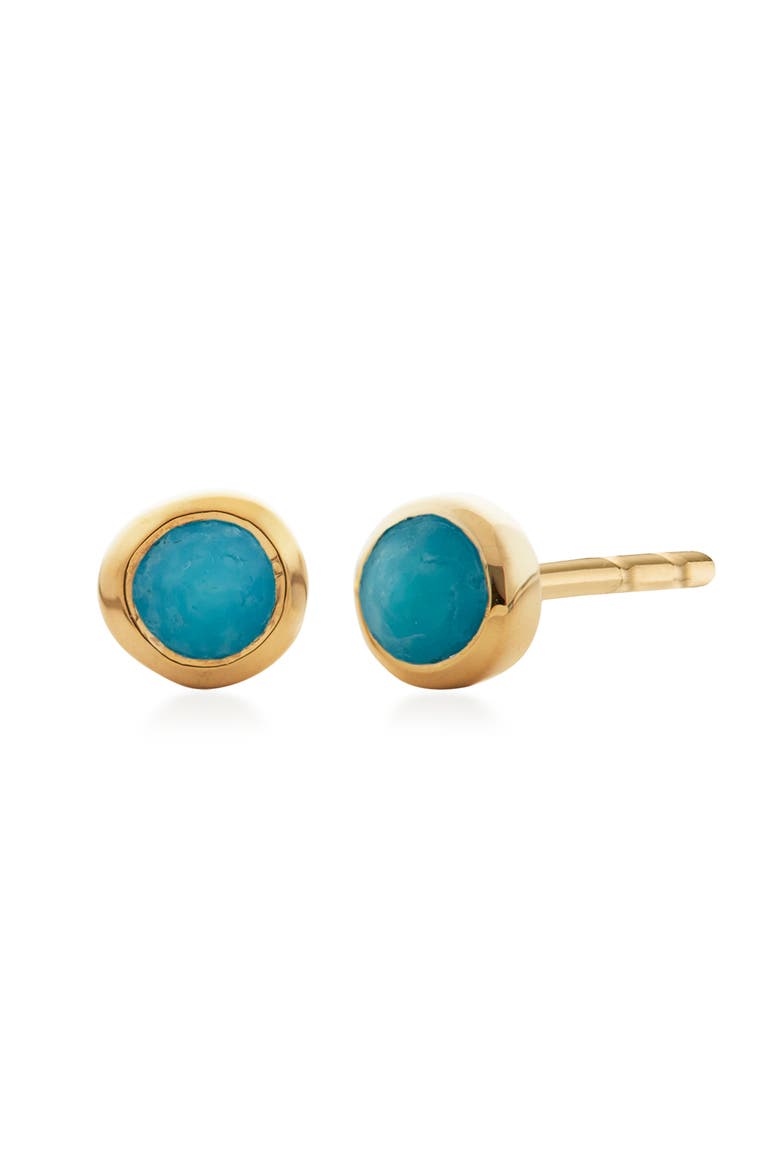 Mini Green Onyx Stud Earrings, Main, color, 18K GOLD VERMEIL