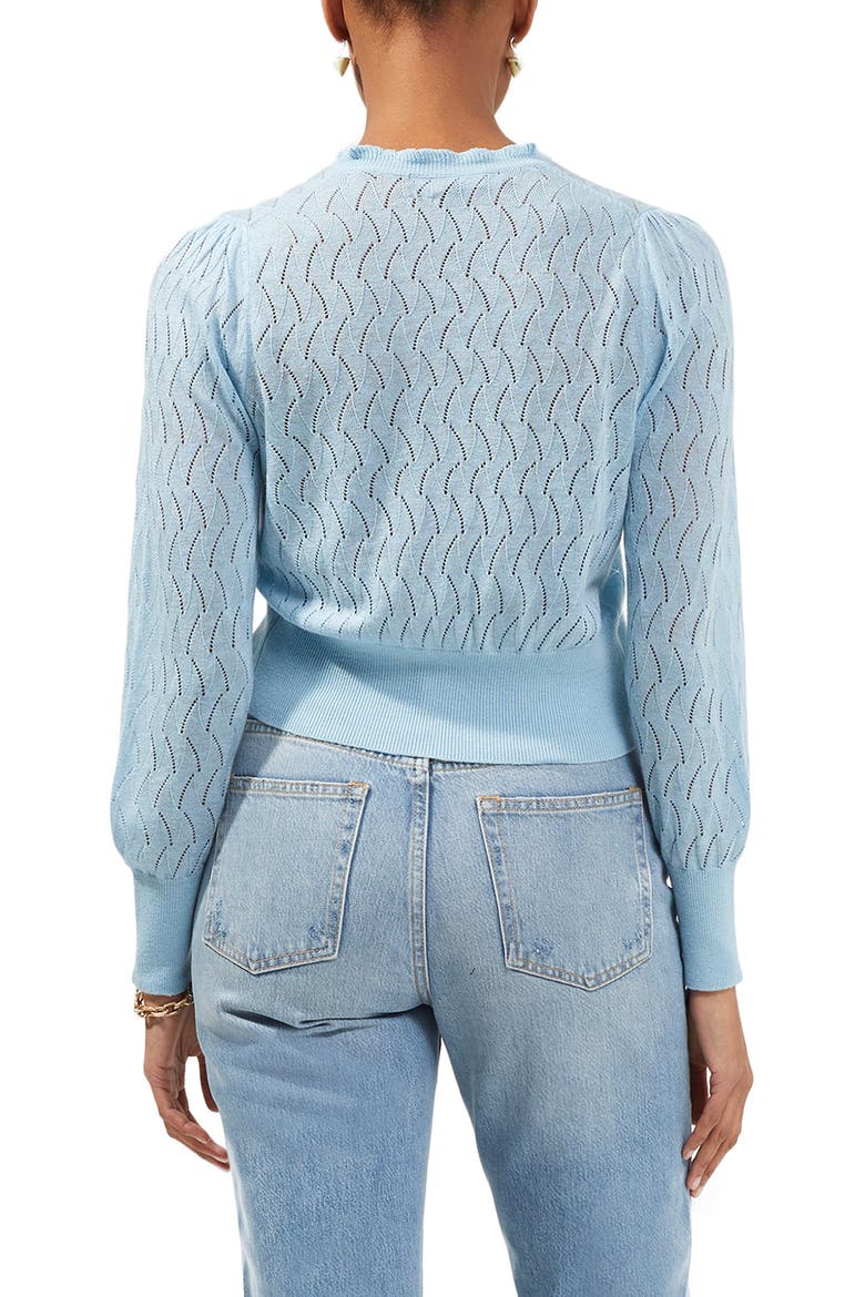 Jessica Lace Stitch Cardigan, Alternate, color, FORGET ME NOT