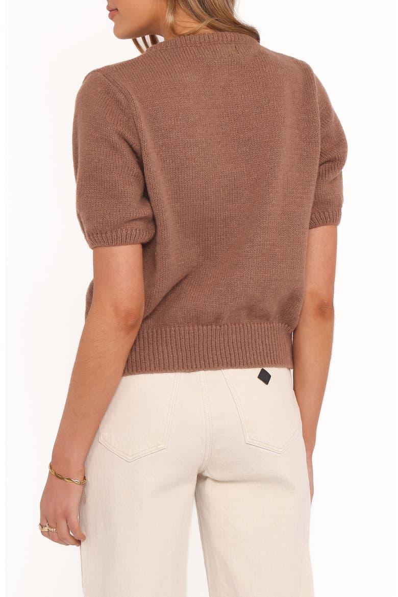 Koskie Tie Front Knit Top, Alternate, color, BROWN