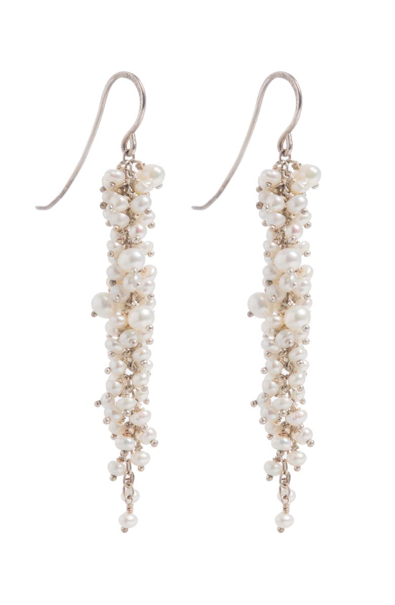 Freya Rose Delicate Pearl Drops, Main, color, Silver