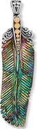 SAMUEL B. Carved Abalone Leaf Sterling Silver & 18k Gold Pendant