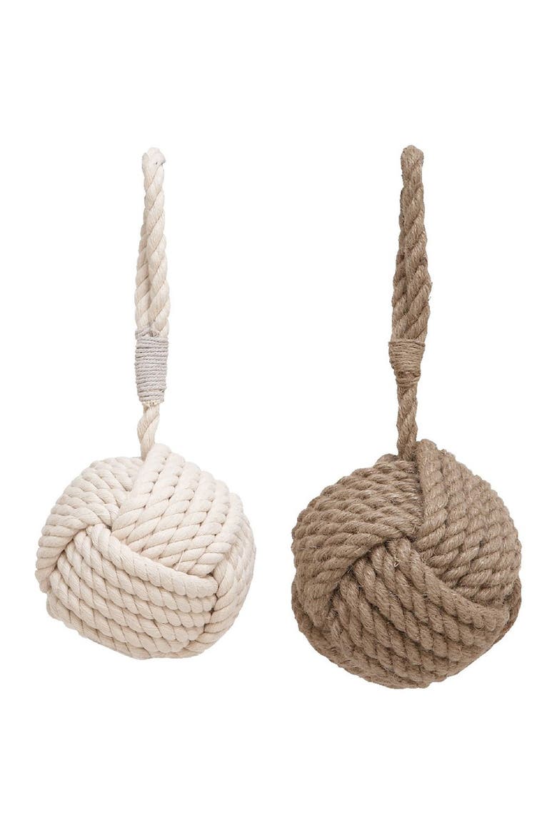 Multicolored Jute Knot Sculpture with Hanging Loop - Set of 2, Main, color, MULTI