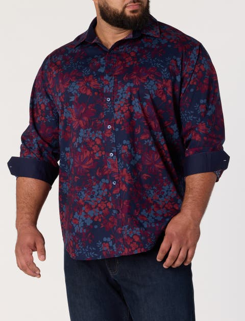 Big & Tall Floral Print Sport Shirt V2