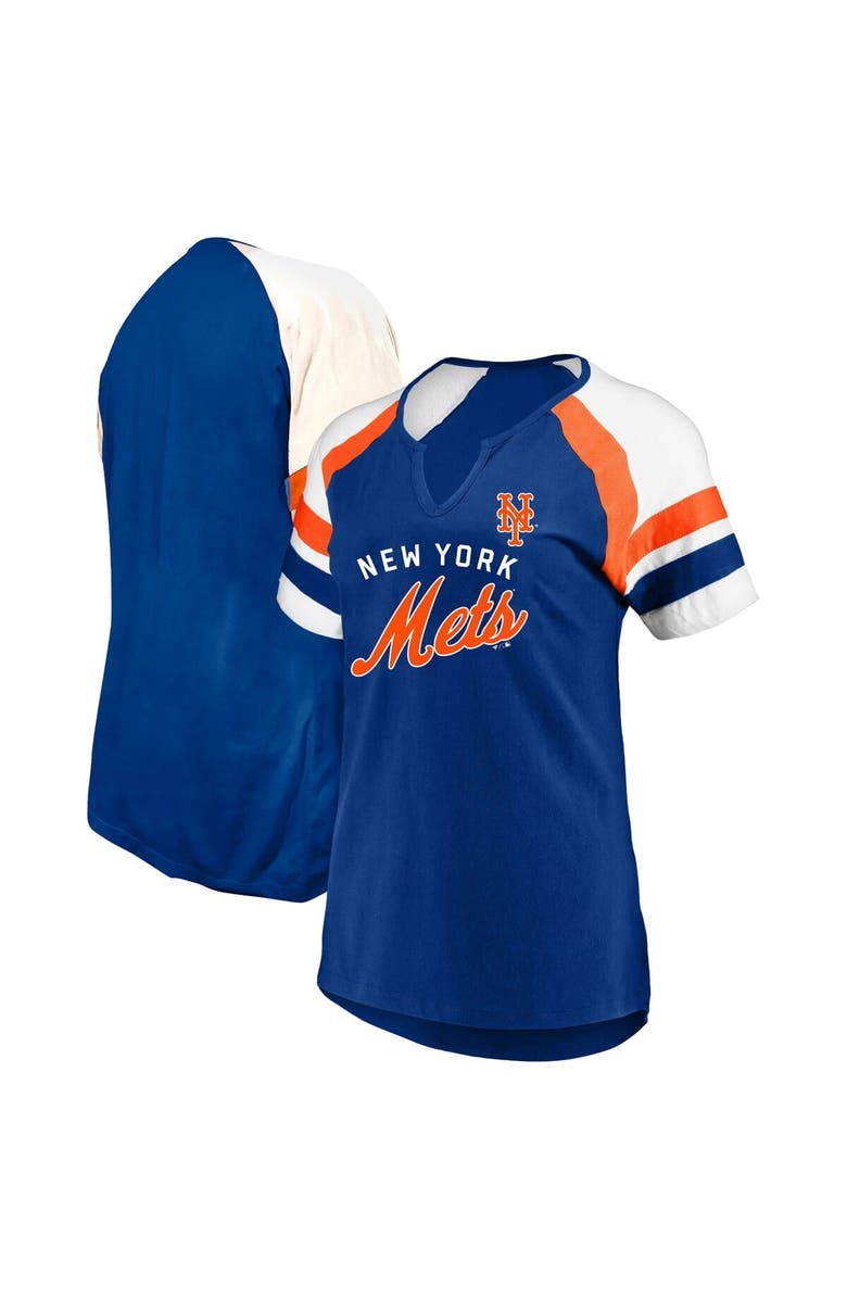 PROFILE Women's Profile  Royal New York Mets Arched Notch Neck T-Shirt, Alternate, color, Royal