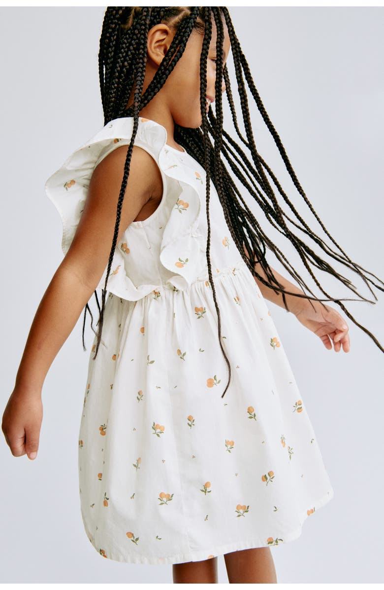 H&M Printed Cotton Dress, Alternate, color, White/Peaches