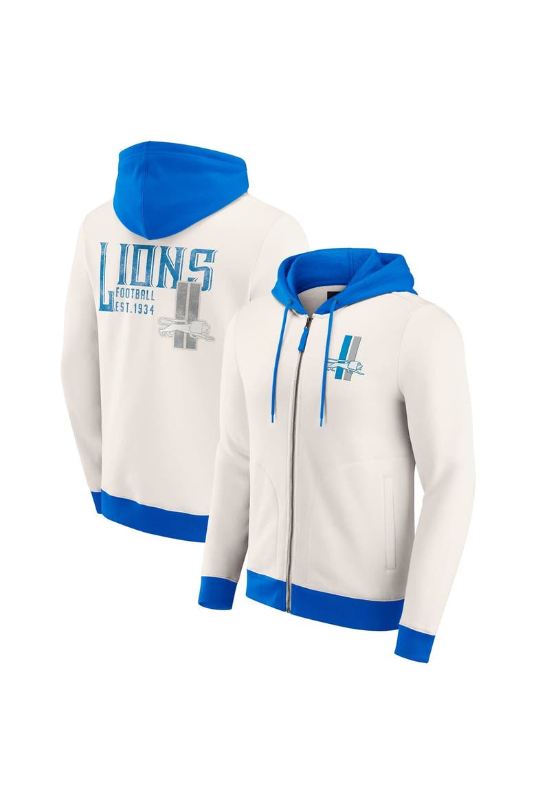 Men's Darius Rucker Collection by Fanatics Cream Detroit Lions Distressed Graphics Full-Zip Hoodie, Main, color, Cream