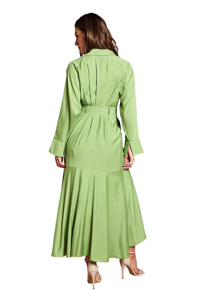 Coast Twill Long Sleeve Belted Wrap Dress, Alternate, color, Green