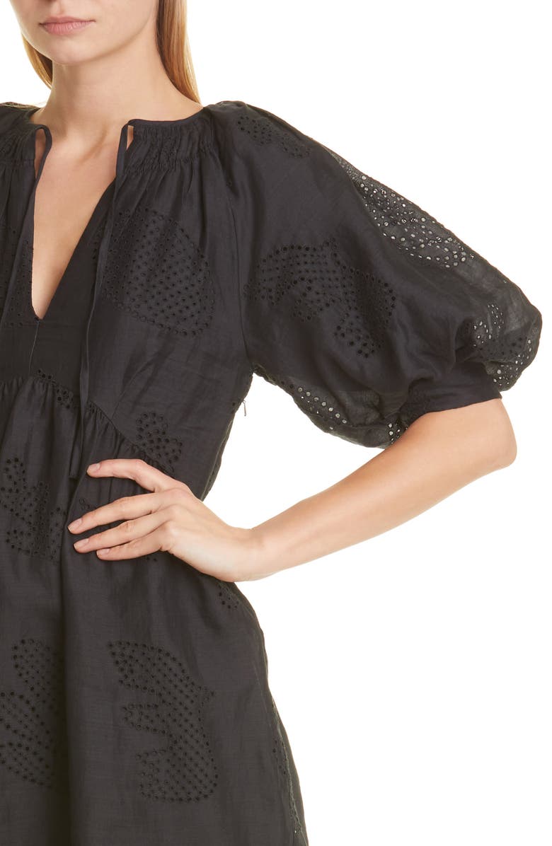 FRAME Puff Sleeve Eyelet Minidress, Alternate, color, 