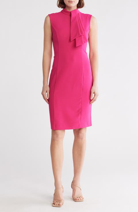 Tie Neck Sleeveless Sheath Dress
