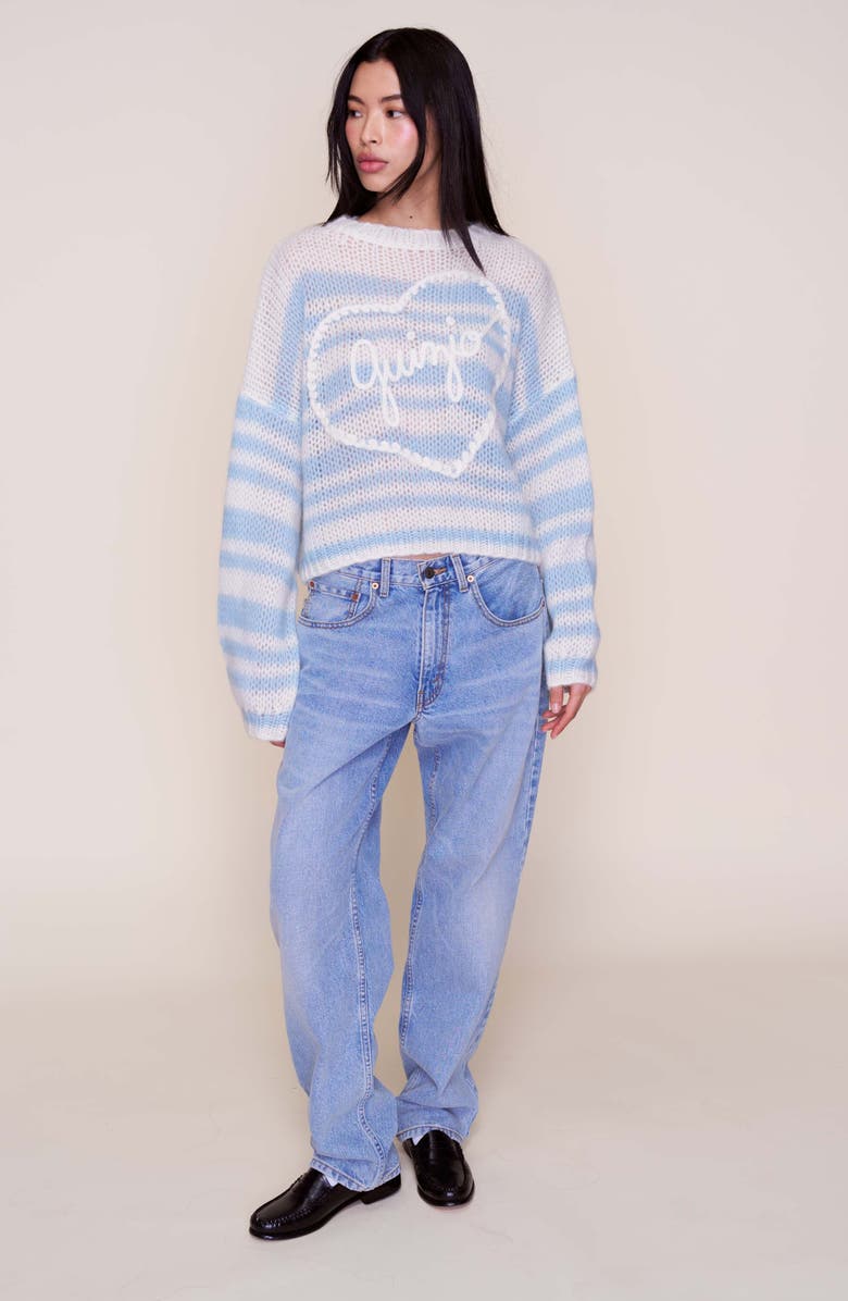 Guizio Mohair Alpaca Blend Heart Sweater, Alternate, color, Blue And White Stripes